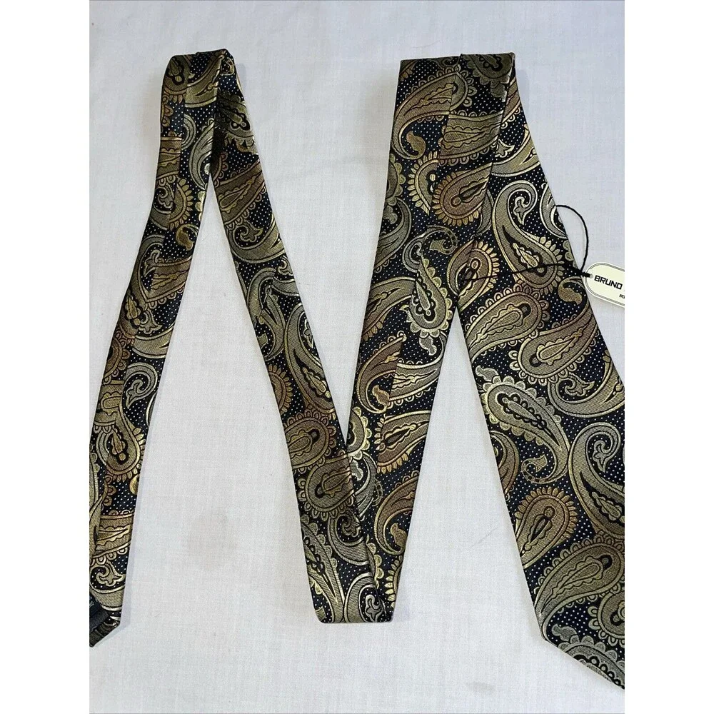 Bruno Piattelli Men’s Dress Toe Size 58” Gold Paisley Business Formal City NWT